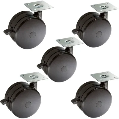 Premium Quality 2 Inch Plate type Castor Wheel With Plate and Break (Pack of 5 pcs)