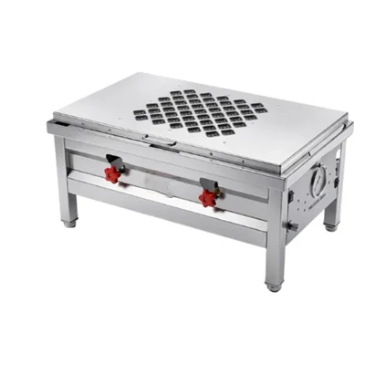 Heavy Duty Two Tray 18 x 36 x 7 Inch Appe Stove Bulk Appam Maker with Cast Iron Body for Commercial Use