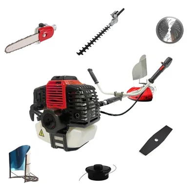 Heavy Duty 2 Stroke 52cc Multi Attachment Sidepack Brush Cutter / Pole Hedge Trimmer With Chainsaw & Hedge Trimmer Attachment