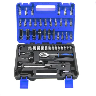 Premium Quality 53 pcs 1/4 inch CR-V Ratchet Socket Tool Kit for Auto Repair and Household