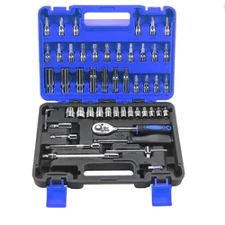 Premium Quality 53 pcs 1/4 inch CR-V Ratchet Socket Tool Kit for Auto Repair and Household