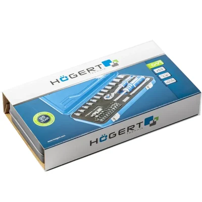 Högert Technik HT1R485 53 Pcs 1/4" CrV Socket Bit Tool Set with 72T Ratchet & Foam Metal Case for Auto Repair