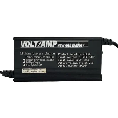 VoltAmp 54.6V 6A Battery Charger Fast Charging 3 Pin Socket Smart Electric Scooter Bike Power Adapter Lithium