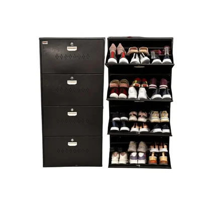 WELBUILT 54"H 26"W 4-Tier Tilt-Out Metal Shoe Cabinet WELBUILT-4TIER-SC