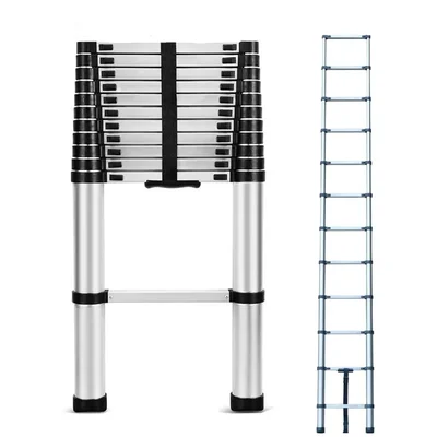 Heavy Duty 12 Steps (17 Feet/5.18 Meter) Single Side Aluminium Telescopic Ladder 