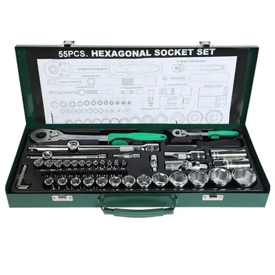 Eastman 55 pcs 1/2 Inch and 1/4 Inch Square Drive Socket and Bit Set (E-2303)