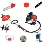 Heavy Duty 2 Stroke 52cc Backpack 5 in 1 Multi Attachment Backpack Brush Cutter With Chainsaw & Round Tiller Attachment