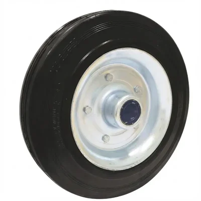 Heavy Duty 5 inch / 125 mm Rubber Wheel, Steel Core With Roller Bearing 150 kg Load Capacity