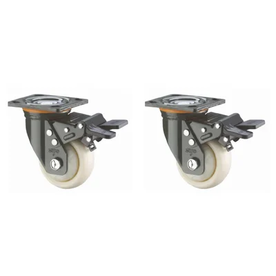 Heavy Duty 340 kg Load Capacity 2 pcs 5 inch (125 mm) Swivel with Brake Type PP Caster Wheel