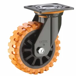 Heavy Duty Skid Proof 125 MM / 5 Inch PU With PP Core Double Ball Bearing Swivel Caster Wheel