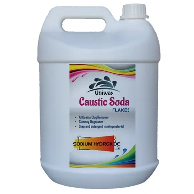 Uniwax 5Kg Caustic Soda Flakes to Clear Clogged Drains, Sinks, Pipes Chimneys