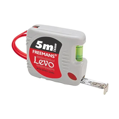Freemans Levo 5m x 16mm Steel Measuring Tape with Integrated Spirit Level & Unbreakable ABS Case, LV516