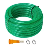 Agriansh 1/2-inch 5-meter 3 Layer Threaded Pvc Braided Garden Hose Pipe With Tap Adapter and Stainless Steel Clamps