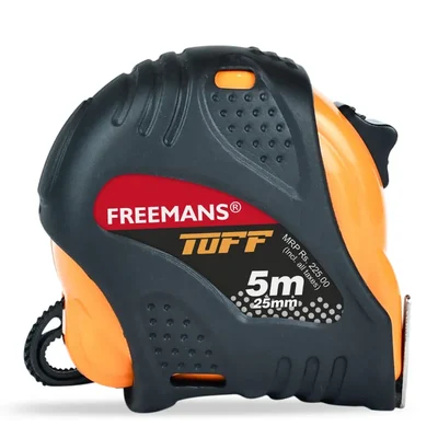 Freemans 5 Metre Steel Pocket Measuring Tape with ABS Rubber Grip Case and Double-Sided Glare-Free Blade, TU525