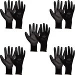 Ansell EDGE 48-126 Polyester Material Palm Coated Light-Weight Black Safety Gloves - Pack of 5
