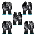 Fortuner Full Dip Nitrile Coated Safety Hand Gloves Black on Black ( 5 Pair )