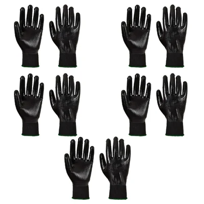 Minsales 5 Pair Safety Gloves - Water Resistant, Polycotton, Full Fingered for Industrial Use