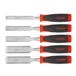 Polymak 5pc 12-38mm Drop Forged Carbon Steel Wood Chisel Set with Striking Caps, HT-P-WC-5SET