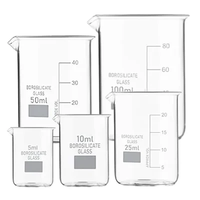 Cometek 5ml to 1000ml Borosilicate Glass Beaker Pack of 5 Graduated Heat Resistant Mixing Beakers