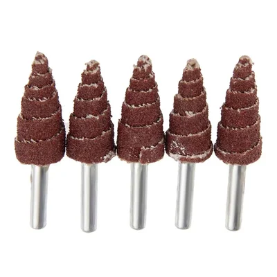 Premium Quality 5 Pcs 240 Grit 16 x 40 x 6 mm Cone Shape Abrasive Sandpaper Deburring Sanding Polishing Flap Wheel