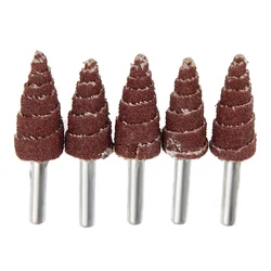 Premium Quality 5 Pcs 240 Grit 16 x 40 x 6 mm Cone Shape Abrasive Sandpaper Deburring Sanding Polishing Flap Wheel