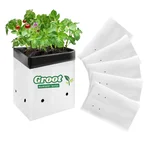GROOT 24 x 24 x 40 cm UV Treated Poly Grow Bags for Terrace Gardening (White) - Pack of 5