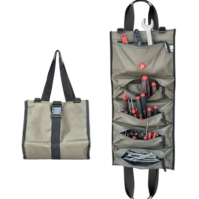 PAHAL 5 Pocket 50x32cm Canvas Heavy Duty Water Resistant Roll Up Tool Bag Organizer Green