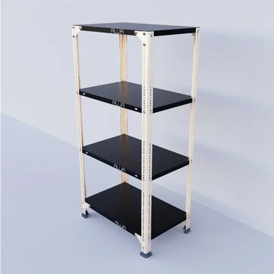 Menage 48 x 24 x 15 Inches 5 Shelves Multipurpose Storage Rack With Accessories(Color- Ivory angle and Black shelves)