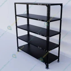Alija 48 x 41 x 15 Inch 5 Shelves Slotted Angle Metal Rack For Multipurpose uses ( Colour - Black) (Gauge-22 gauge shelves, 16 gauge angle)