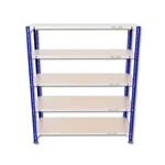 Alija 48 x 41 x 15 Inch 5 Shelves Slotted Angle Metal Rack For Multipurpose uses ( Blue & Ivory)