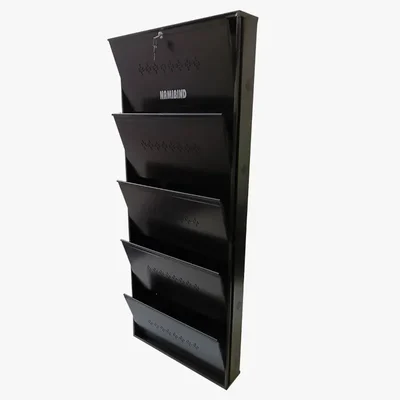 Namibind 5 Shelves MS Wall Mounted Powder Coated Shoe Rack with Centre Locking - (Brown)