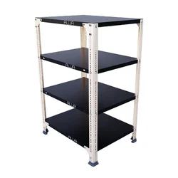 ALIJA 36 x 23 x 18 Inches 4 Shelves Multipurpose Storage Rack With Accessories(Gauge-24 gauge shelves, 18 gauge angle,Color-Black)