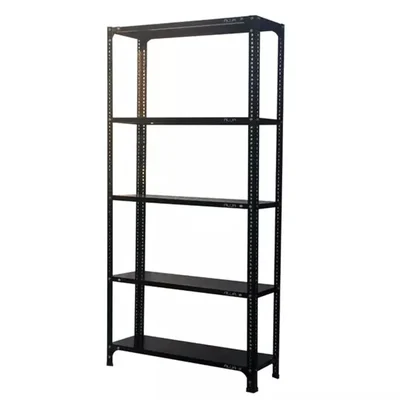 Menage 72 x 36 x 12 Inch 5 Shelves Ivory & Black Multipurpose Storage Rack With Accessories 