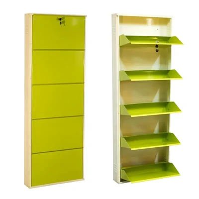 Expert 5.57 x 2.31 x 1 Feet 5 Shelves Wall Mounted Shoe Rack (Yellow & Ivory Color)