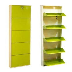 Expert 5.57 x 2.31 x 1 Feet 5 Shelves Wall Mounted Shoe Rack (Yellow & Ivory Color)