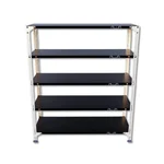Alija 48 x 41 x 15 Inch 5 Shelves Slotted Angle Metal Rack For Multipurpose uses (Ivory Angle & Black Shelves )