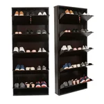Heavy Duty 5.57 x 2.31 x 1 Feet 5 Shelves Wall Mounted Shoe Rack (Brown Color)
