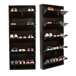Heavy Duty 5.57 x 2.31 x 1 Feet 5 Shelves Wall Mounted Shoe Rack (Brown Color)