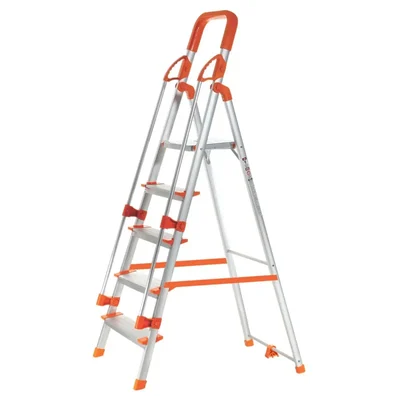 ProHome 5 Steps Foldable Aluminium Ladder With Hand Railing (LAD-WR-05) - 5 Year Warranty
