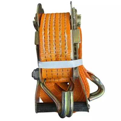 UTC 5 Ton 5000kg 10m Orange Polyester 2 Piece Cargo Lashing Belt Set with Double J Hook Heavy Duty Restraint