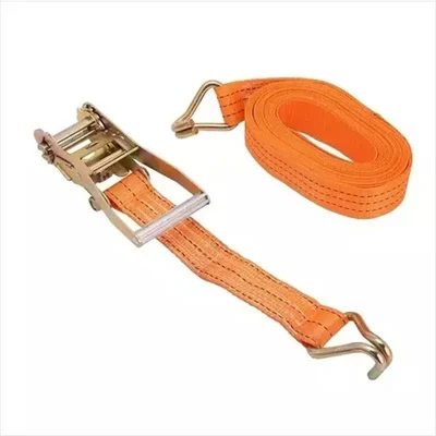 UTC 5 Ton 5000kg 12m Orange Polyester 2 Piece Cargo Loading Belt Set with Double J Hook Heavy Duty Restraint