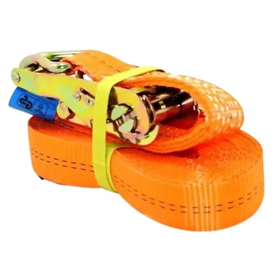 UTC 5 Ton 5000kg 15m Orange Nylon Heavy Duty 2 Piece Cargo Lashing Belt Set with Mild Steel Double J Hook