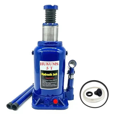 Hukums 5 Ton Capacity Hydraulic Bottle Jack With Oil Seal Kit, 380 mm Max. Lifting Height For Hatchback Cars