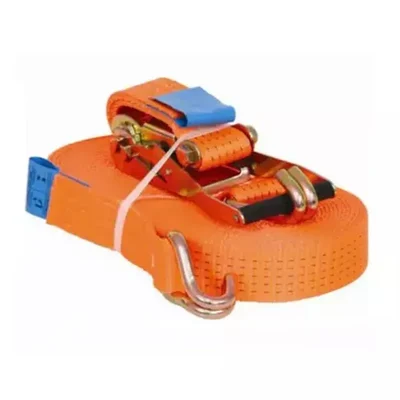 UTC 5 Ton 5000kg 8m Orange Mild Steel and Nylon 2 Piece Heavy Duty Cargo Lashing Belt Set Double J Hook