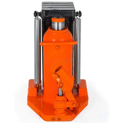 Heavy Duty 5-ton Hydraulic Toe Jack with Threaded Safety Locknut for Heavy Machine Lifting, 380 mm Maximum Lifting Height.