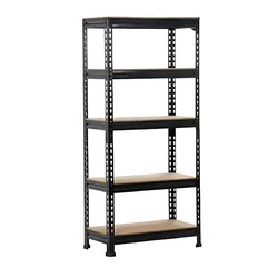 Blueboy 72 x 48 x 12 Inch 5 Wooden Sheves Adjustable Multipurpose Boltless Rack