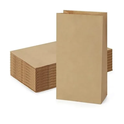 Horeca 5x3x9 Inch Pack of 100 Pcs Food Grade Square Bottom Paper Bags Eco-Friendly Disposal Carry Bags