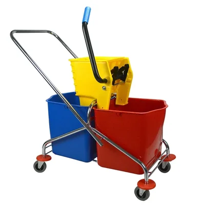 Bharti Multiclean 60 Liter Double Bucket Mop Wringer Trolley