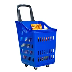 Bigapple 60 Liter Pack Of 5 Shopping Baskets with wheels  (Color-Blue)