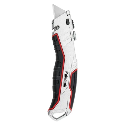 Polymak 61x19mm Retractable Utility Knife with Four Position Blade Lock & Ergonomic ABS+TPR Handle, HT-P-CK-ZA19.61